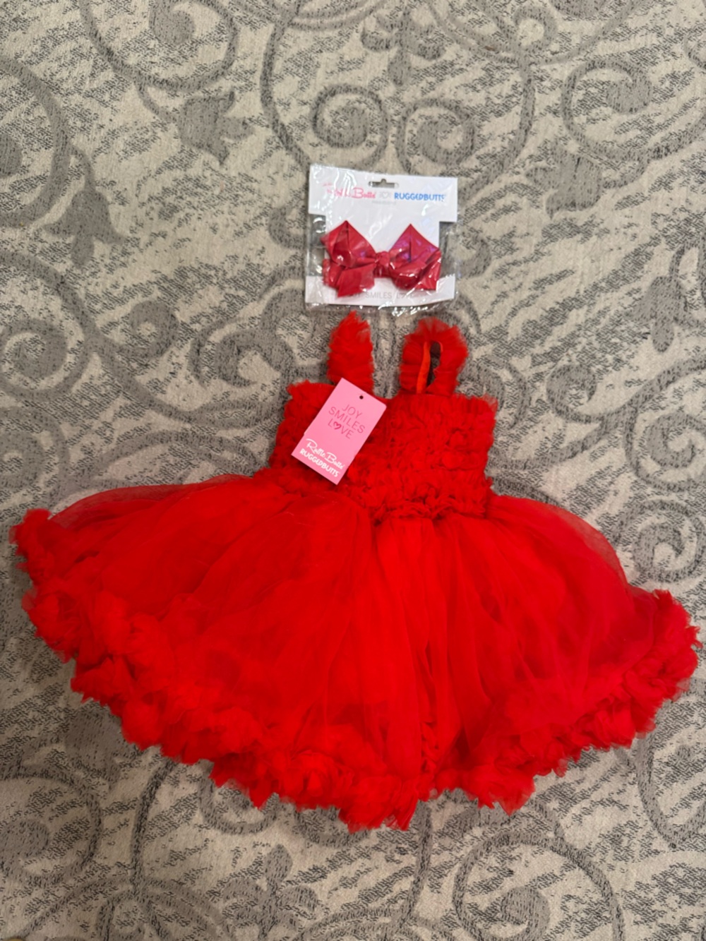 Ruffle Butts Bright Red Princess Petticoat Dress with Bows